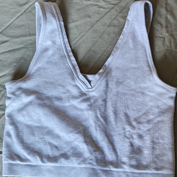 Fabletics Light Gray Ribbed Tank Top - Picture 1 of 3